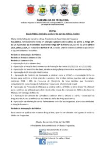 Read more about the article EDITAL- Sessão Pública Ordinária da Assembleia de Freguesia no dia 17 de abril de 2026 às 21h00m