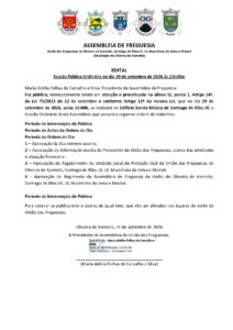 Read more about the article Convocatória p/ próxima Sessão de Assembleia de Freguesia | 29/09/2026 | 21:00h | Santiago de Riba-Ul